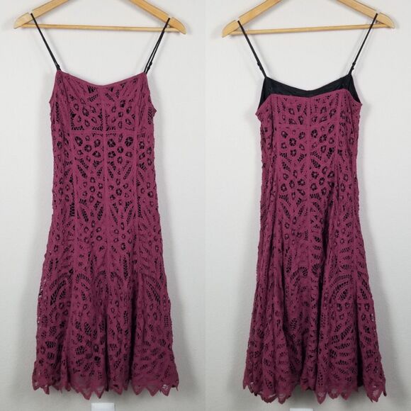 Betsey Johnson New York Faded Purple Y2K Midi Crochet Battenberg Lace Dress Sz 2 - Picture 7 of 14